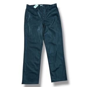 NWT J.Crew Size 31 Black Faux Vegan Leather Full-Length Straight Leg pants $118